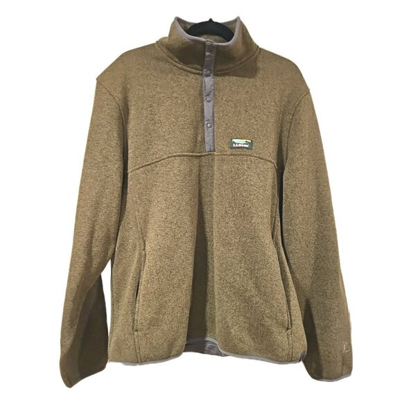 L.L. Bean Sweater Fleece Pullover Men Size XL Fitted Olive Green Warm Comfy - Picture 1 of 8